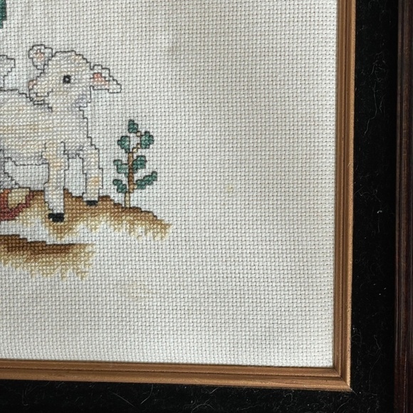 Vintage Cross-stitch Little Drummer Boy framed Handmade Holiday Decoration - Picture 3 of 10